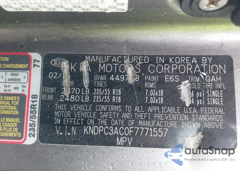 2015 Kia Sportage Ex из США, поврежденный, VIN KNDPC3AC0F7771557